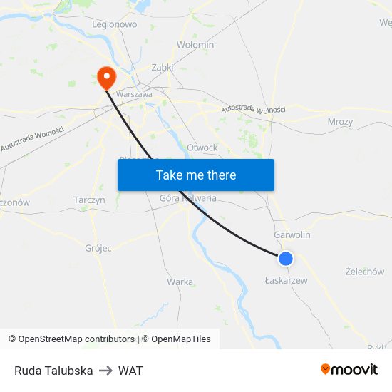 Ruda Talubska to WAT map