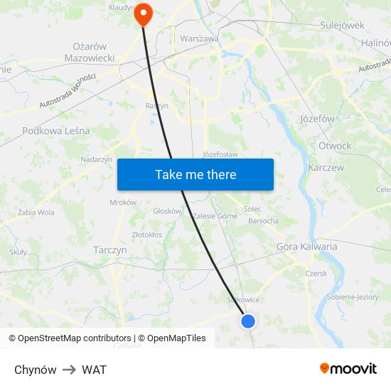 Chynów to WAT map