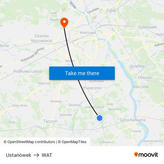 Ustanówek to WAT map