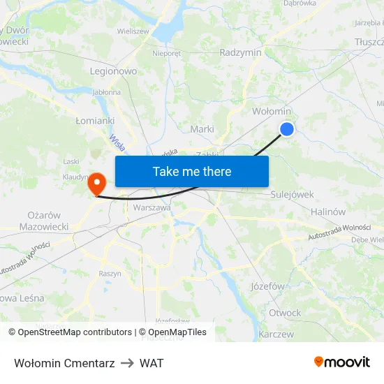 Wołomin Cmentarz to WAT map