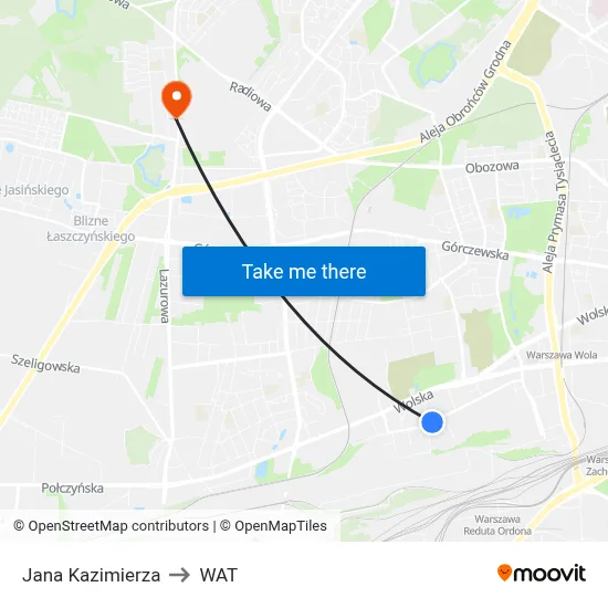 Jana Kazimierza to WAT map