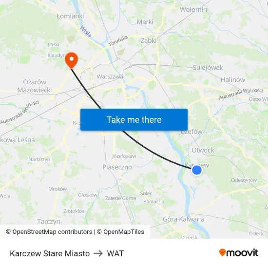 Karczew Stare Miasto to WAT map