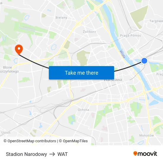 Stadion Narodowy to WAT map