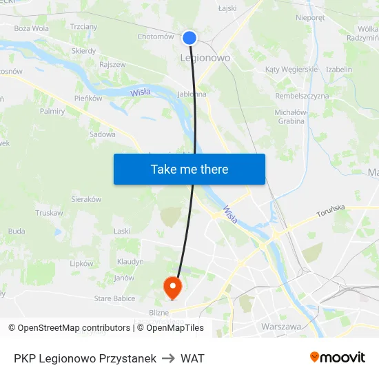 PKP Legionowo Przystanek to WAT map