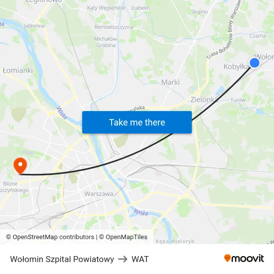 Wołomin Szpital Powiatowy to WAT map