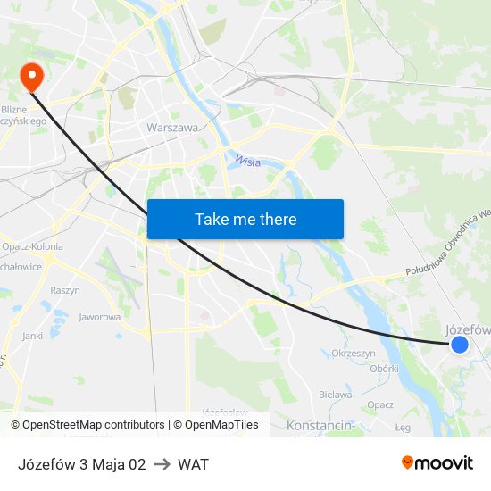 Józefów 3 Maja to WAT map