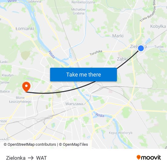 Zielonka to WAT map