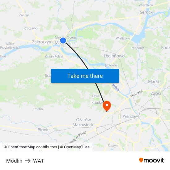 Modlin to WAT map