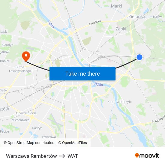 Warszawa Rembertów to WAT map