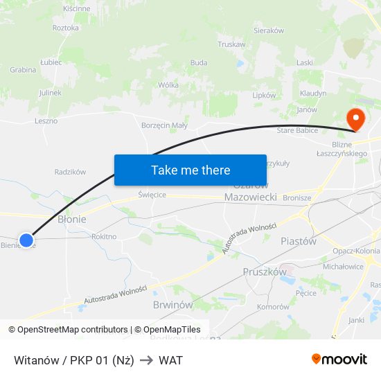 Witanów / PKP 01 (Nż) to WAT map