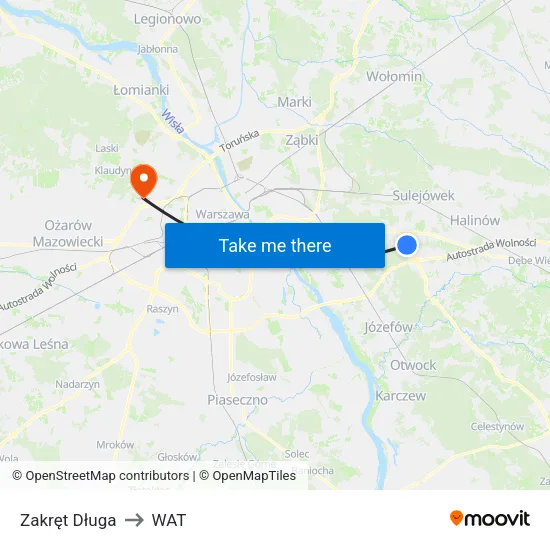 Zakręt Długa to WAT map