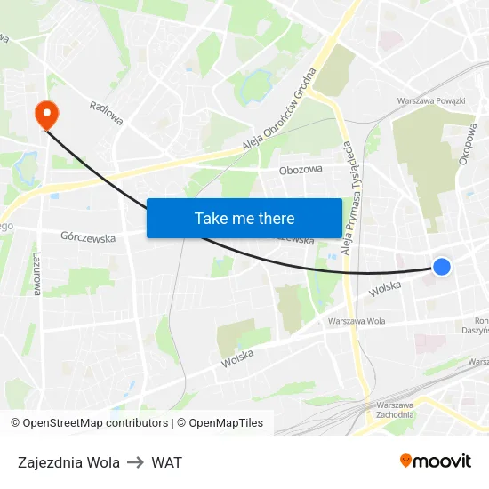 Zajezdnia Wola to WAT map