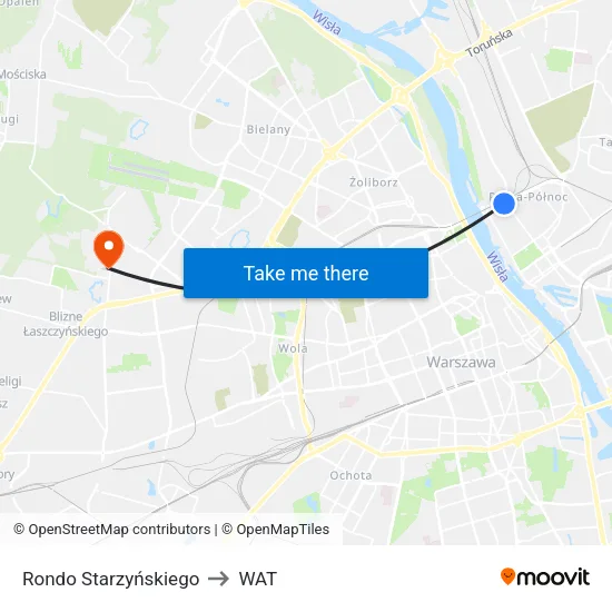 Rondo Starzyńskiego to WAT map