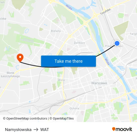 Namysłowska to WAT map