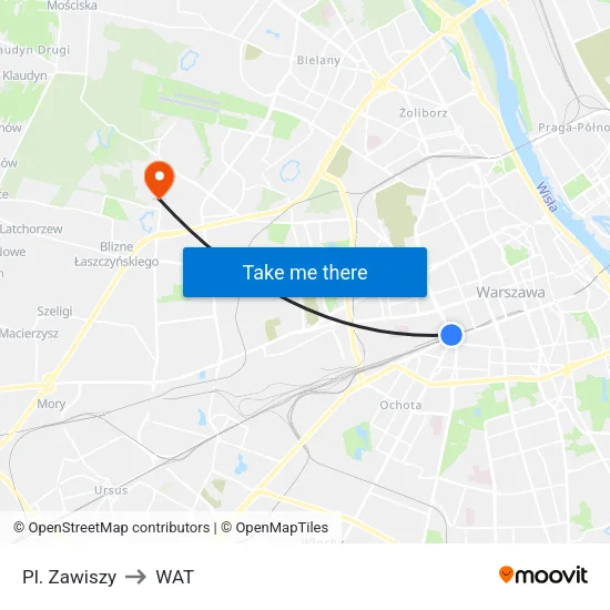 Pl. Zawiszy to WAT map