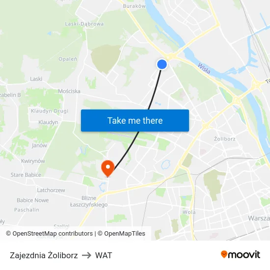 Zajezdnia Żoliborz to WAT map
