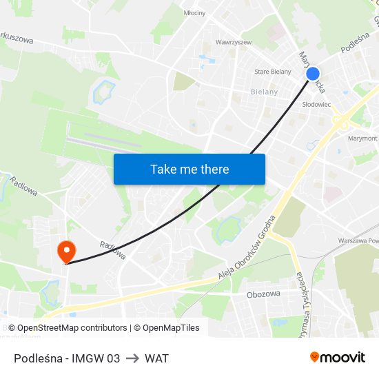 Podleśna - IMGW 03 to WAT map