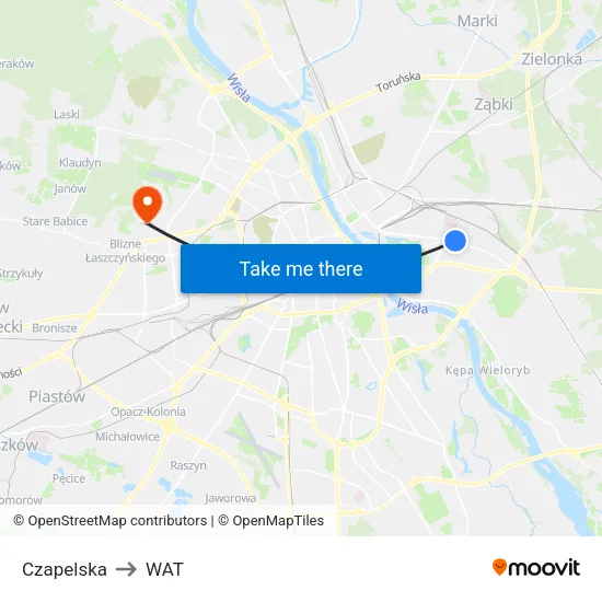 Czapelska to WAT map