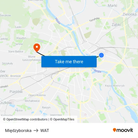 Międzyborska to WAT map