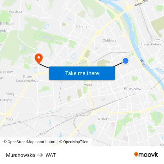 Muranowska to WAT map