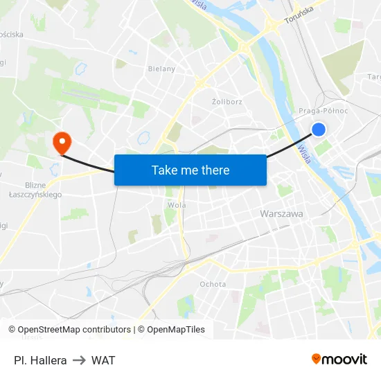 Pl. Hallera to WAT map