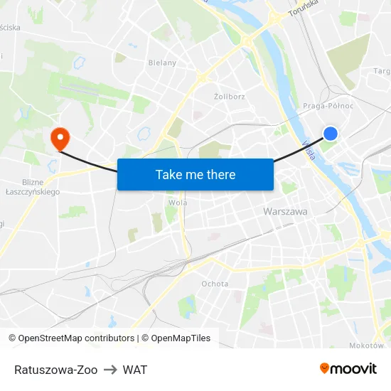 Ratuszowa - Zoo to WAT map