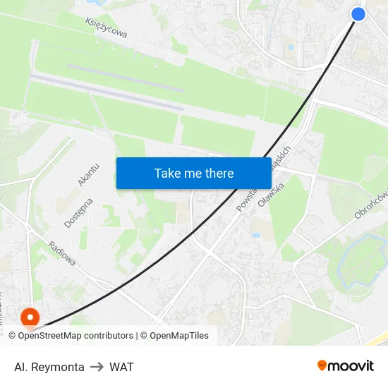 Al. Reymonta to WAT map