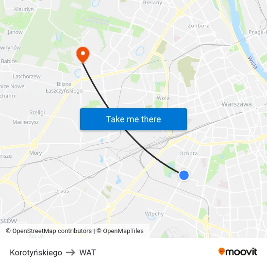 Korotyńskiego to WAT map