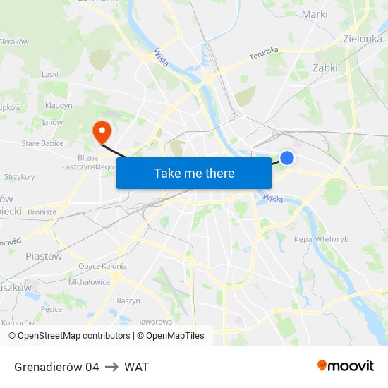 Grenadierów 04 to WAT map