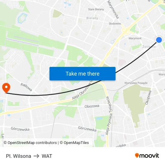 Pl. Wilsona to WAT map