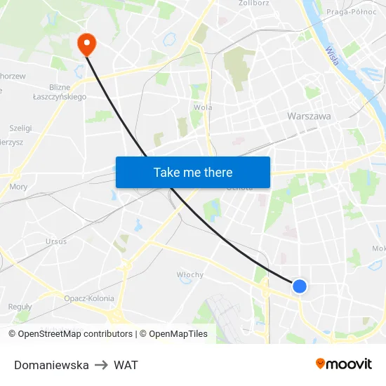 Domaniewska to WAT map