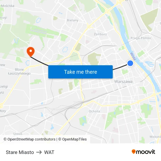 Stare Miasto to WAT map