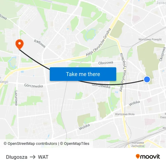 Długosza to WAT map