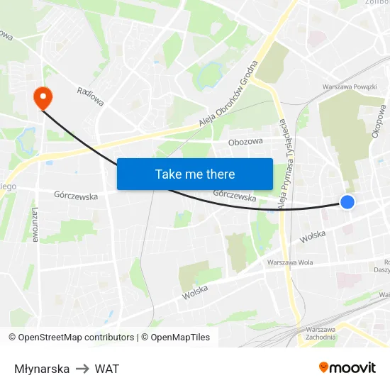 Młynarska to WAT map