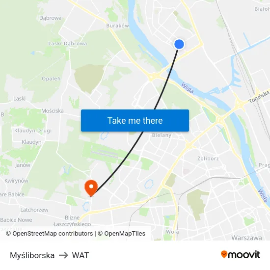 Myśliborska to WAT map