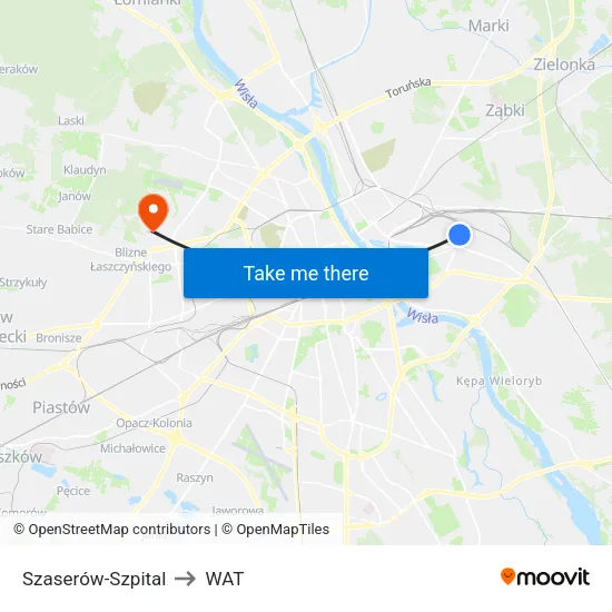Szaserów - Szpital to WAT map
