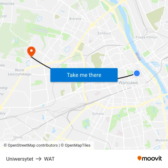 Uniwersytet to WAT map