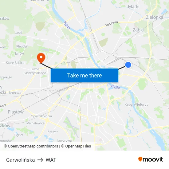 Garwolińska to WAT map