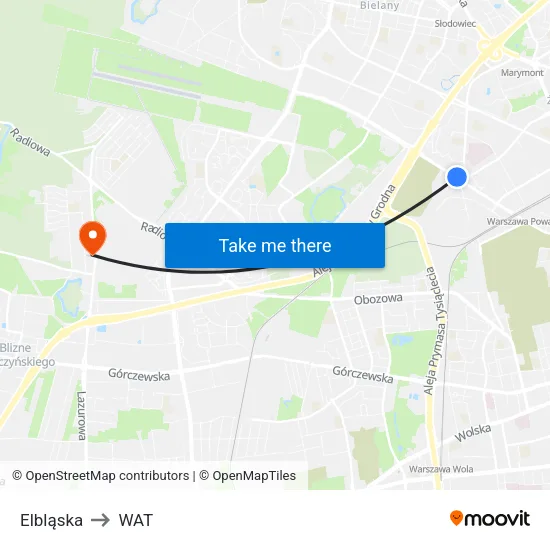 Elbląska to WAT map