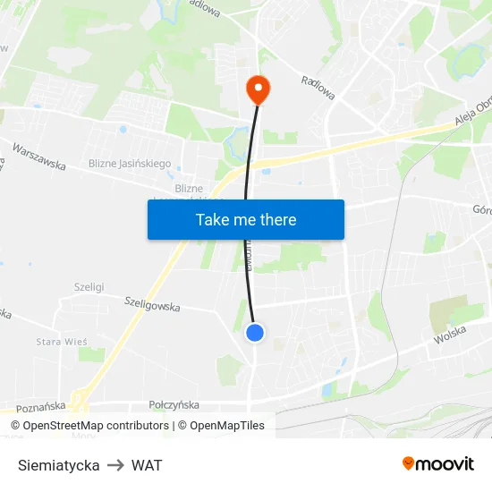 Siemiatycka to WAT map