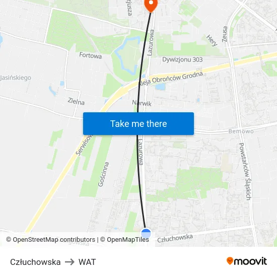 Człuchowska to WAT map