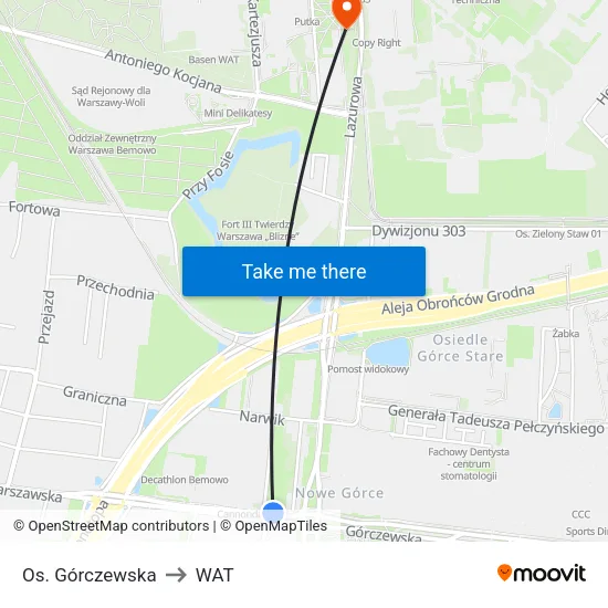 Os. Górczewska to WAT map