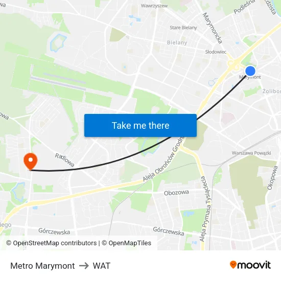 Metro Marymont to WAT map