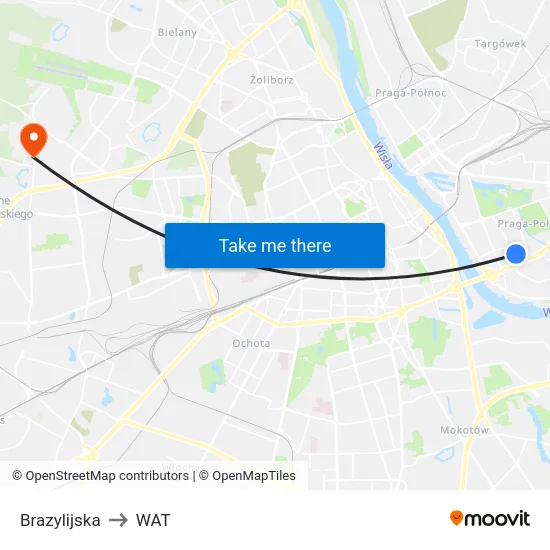 Brazylijska to WAT map