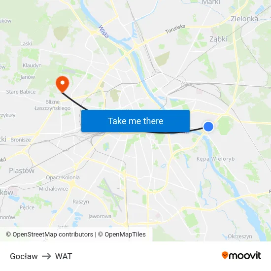 Gocław to WAT map