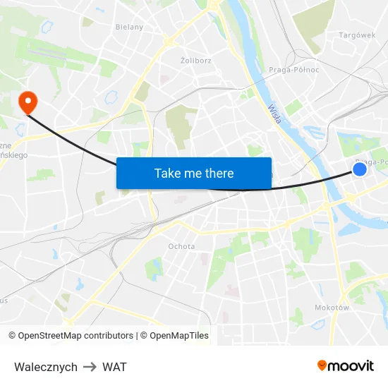 Walecznych to WAT map