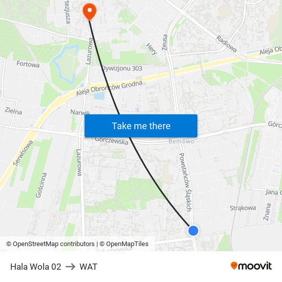 Hala Wola 02 to WAT map