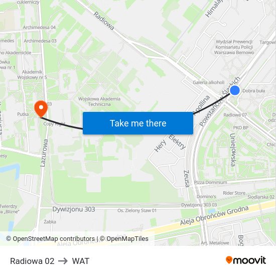 Radiowa to WAT map