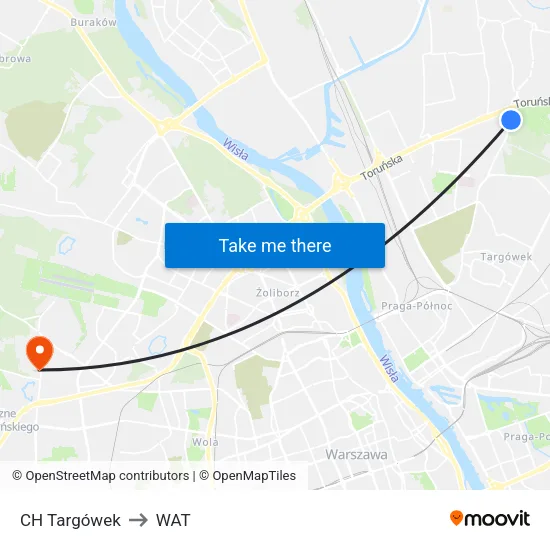 CH Targówek to WAT map