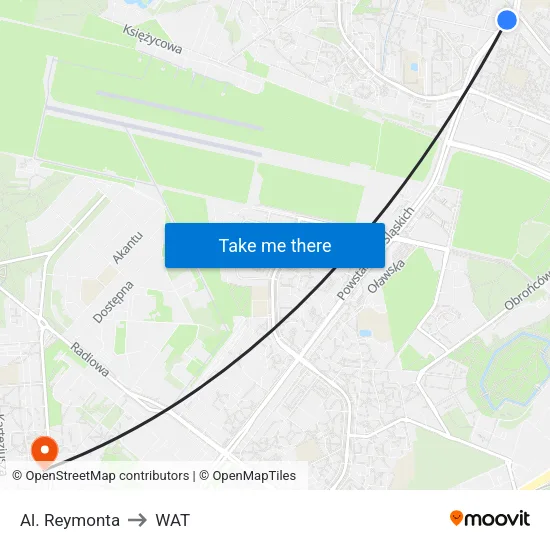 Al. Reymonta to WAT map